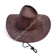 YETİŞKİN KAHVERENGİ SUVET KOVBOY ŞAPKA