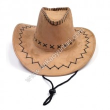 YETİŞKİN AÇIK KAHVERENGİ SUVET KOVBOY ŞAPKA