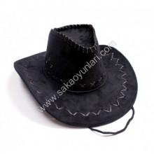 YETİŞKİN SİYAH SUVET KOVBOY ŞAPKA