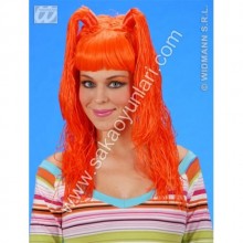 TURUNCU ÇİFT ÖRGÜLÜ PERUK