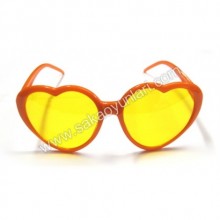 PARTİ TURUNCU ÇERÇEVELİ KALP GÖZLÜK