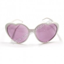 PARTİ BEYAZ ÇEREVELİ KALP GÖZLÜK