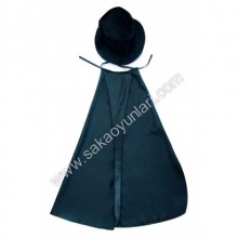 YETİŞKİN SİHİRBAZ PELERİN VE KUMAŞ ŞAPKA