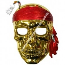 PLASTİK ALTIN RENGİ KORSAN MASKESİ