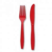 Kırmızı 10 lu Çatal Bıçak Set