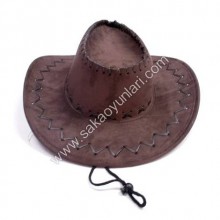 ÇOCUK SÜET KOYU KAHVE KOVBOY ŞAPKA