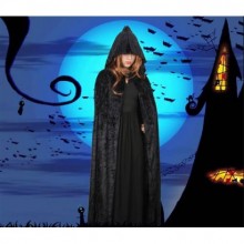 YETİŞKİN KAPŞONLU KOLLU SİYAH PELERİN