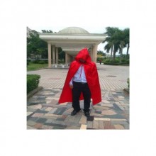 YETİŞKİN KAPŞONLU İÇİ DİSI KIRMIZI PELERİN