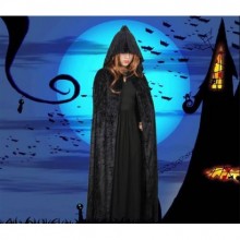 YETİŞKİN SİYAH KAPŞONLU KOLLU PELERİN