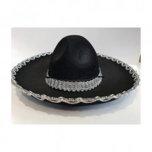 Yetişkin Meksika Şapkası Gümüş Desenli