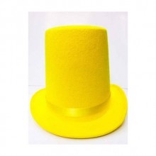 Uzun Sihirbaz Şapkası Fötr Şapka Sarı Renk