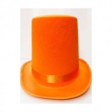 Uzun Sihirbaz Şapkası Fötr Şapka Turuncu Renk