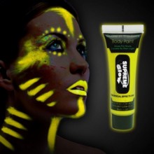 Karanlıkta Parlayan Fosforlu Neonlu Glow Parti Yüz Boyası Vücut Kremi Sarı Renk