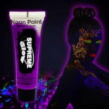 Karanlıkta Parlayan Fosforlu Neonlu Glow Parti Yüz Boyası Vücut Kremi Mor Renk