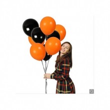 Cadılar Bayramı Halloween Süsleme Metalik Turuncu ve Siyah Balon ( 20 adet )