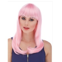 AÇIK PEMBE UZUN PARTI PERUK