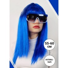 MAVİ UZUN PARTI PERUK