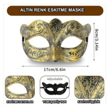 ANTİK ALTIN RENK BALO MASKESİ