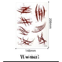 CADILAR BAYRAMI ŬRKŬTŬCŬ GEÇIÇİ VUCUT DÖGMELERİ 5cc zTAKLIT KAN HEDIYELÎ 15x21 cmÌ