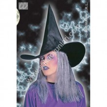 HALLOWEEN GRİ CADI SAÇI VE ŞAPKASI