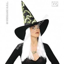 HALLOWEEN FOSFORLU YARASA DESENLİ CADI ŞAPKA VE SAÇI